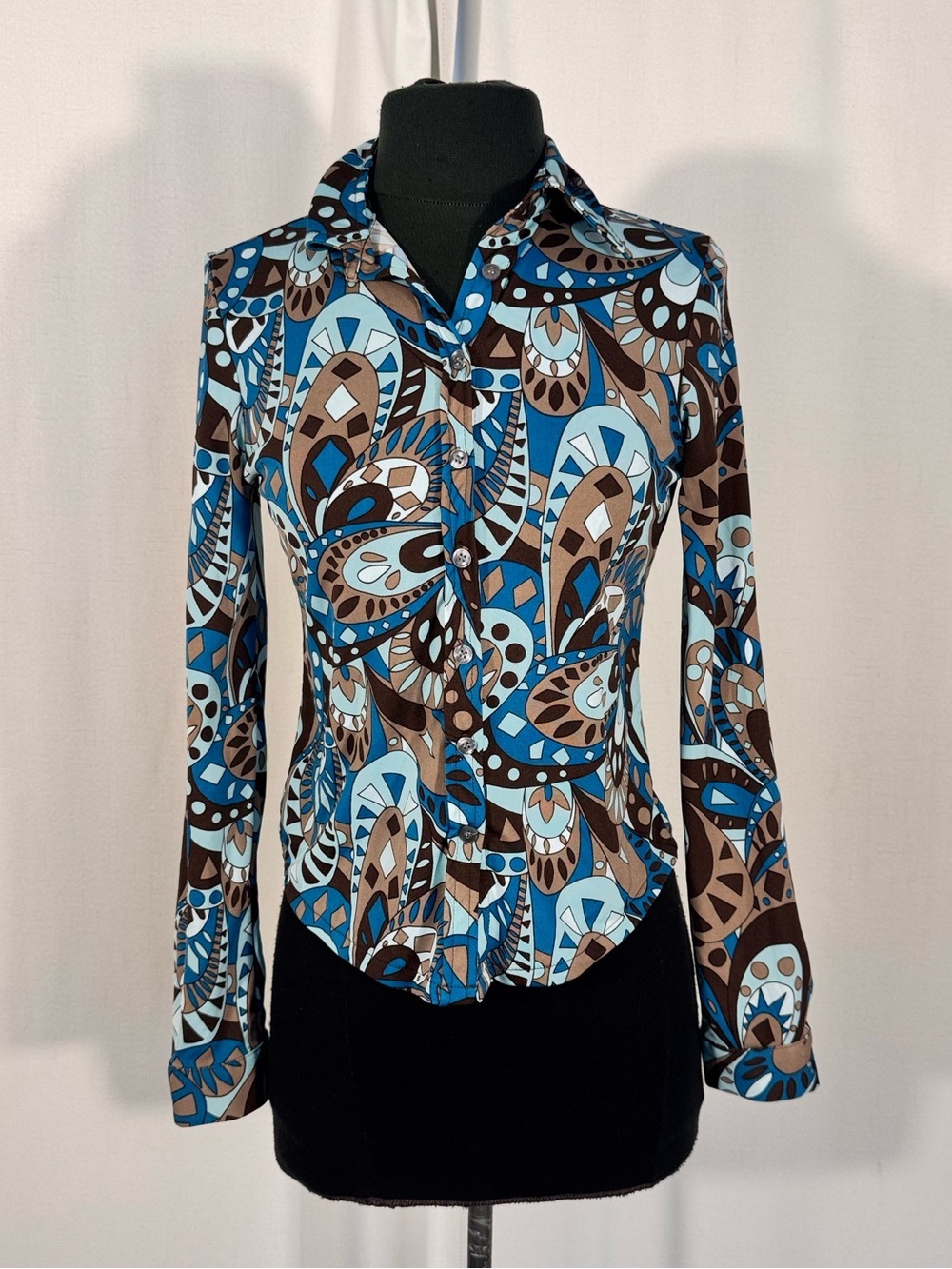 The Limited Retro Paisley Print Button Front Blouse